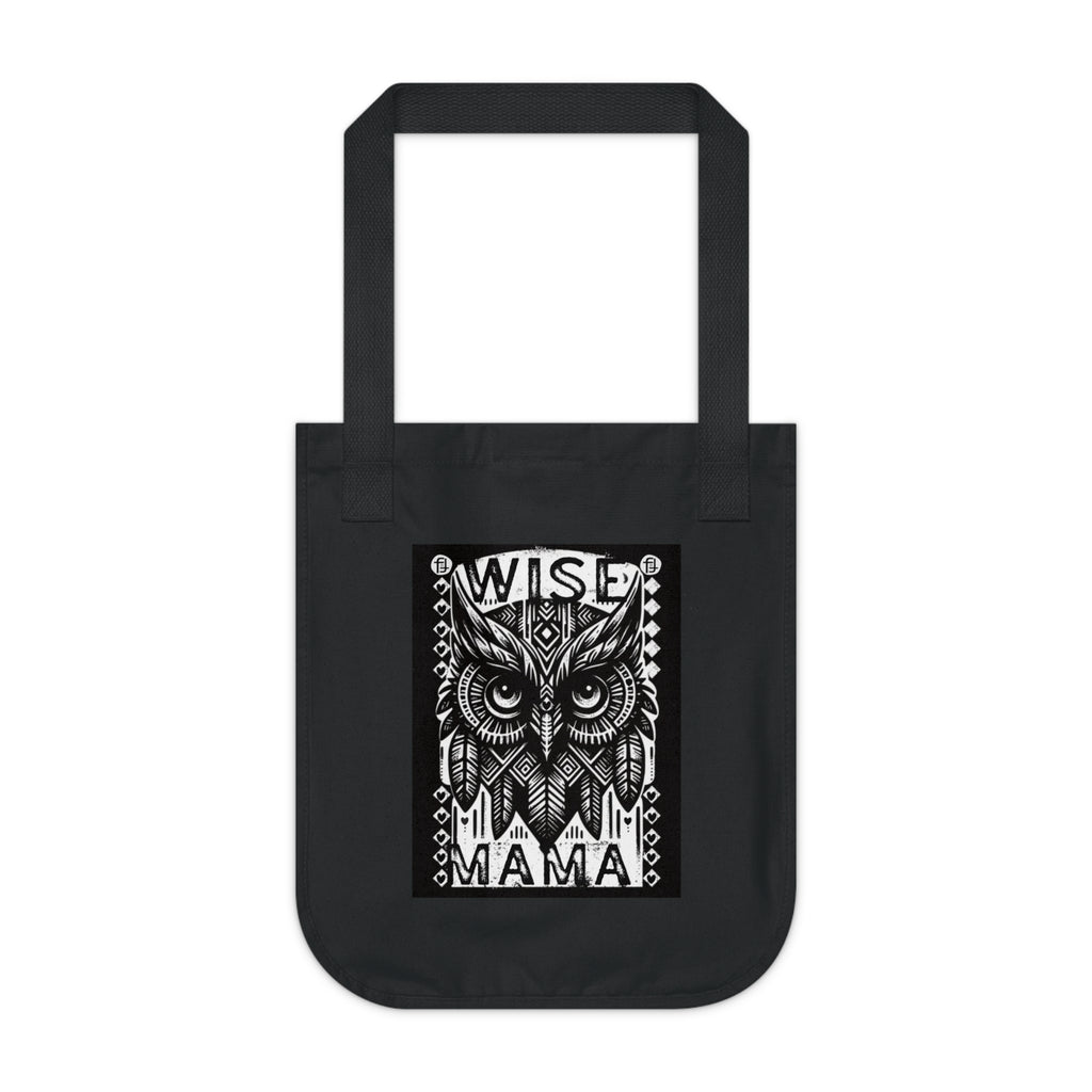 Wise Mama Owl Tote Bag | Woodcut Art Owl Market Bag