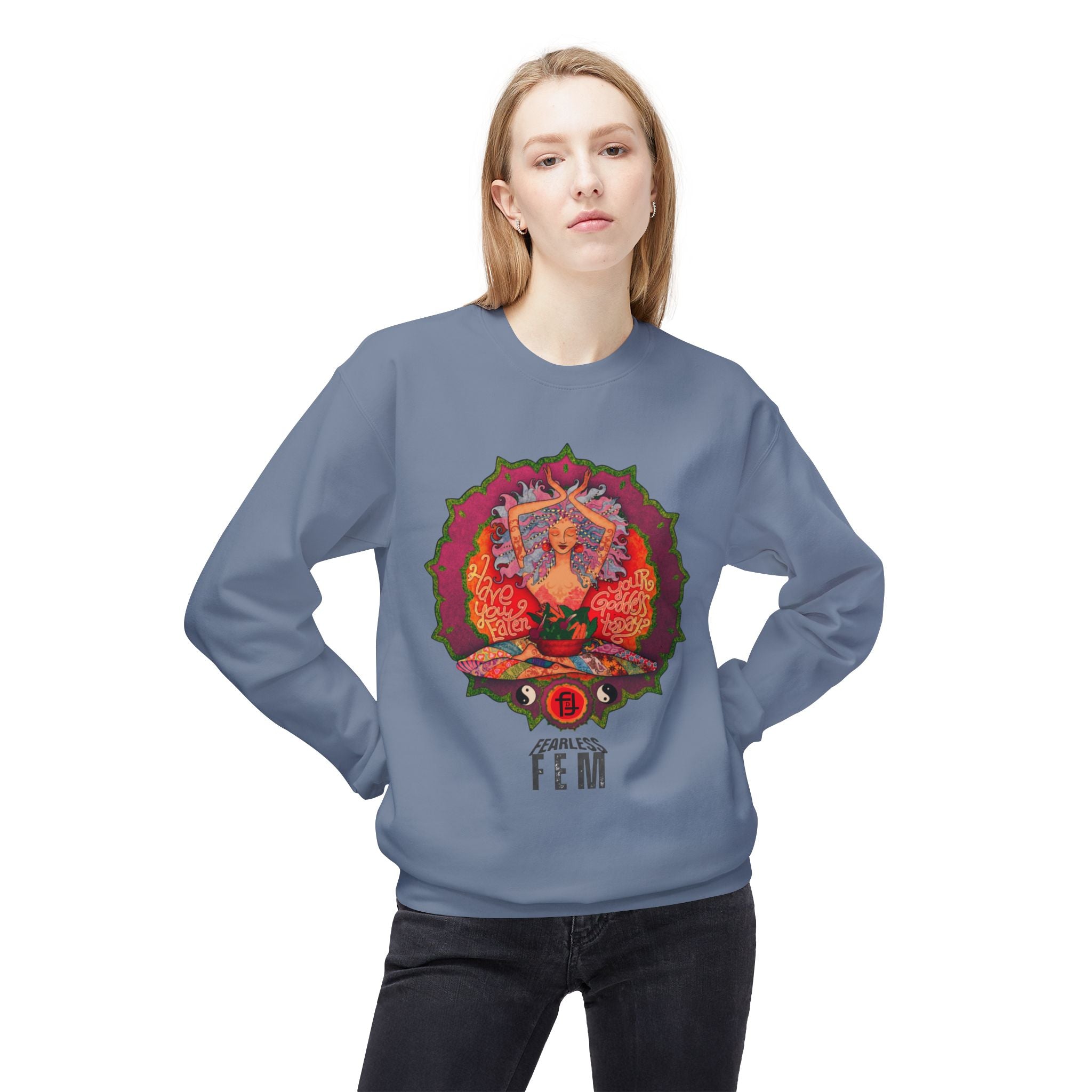 Goddess Sassy Feminist Sweatshirt | LOL Mandala Yoga Crewneck Long-sleeve