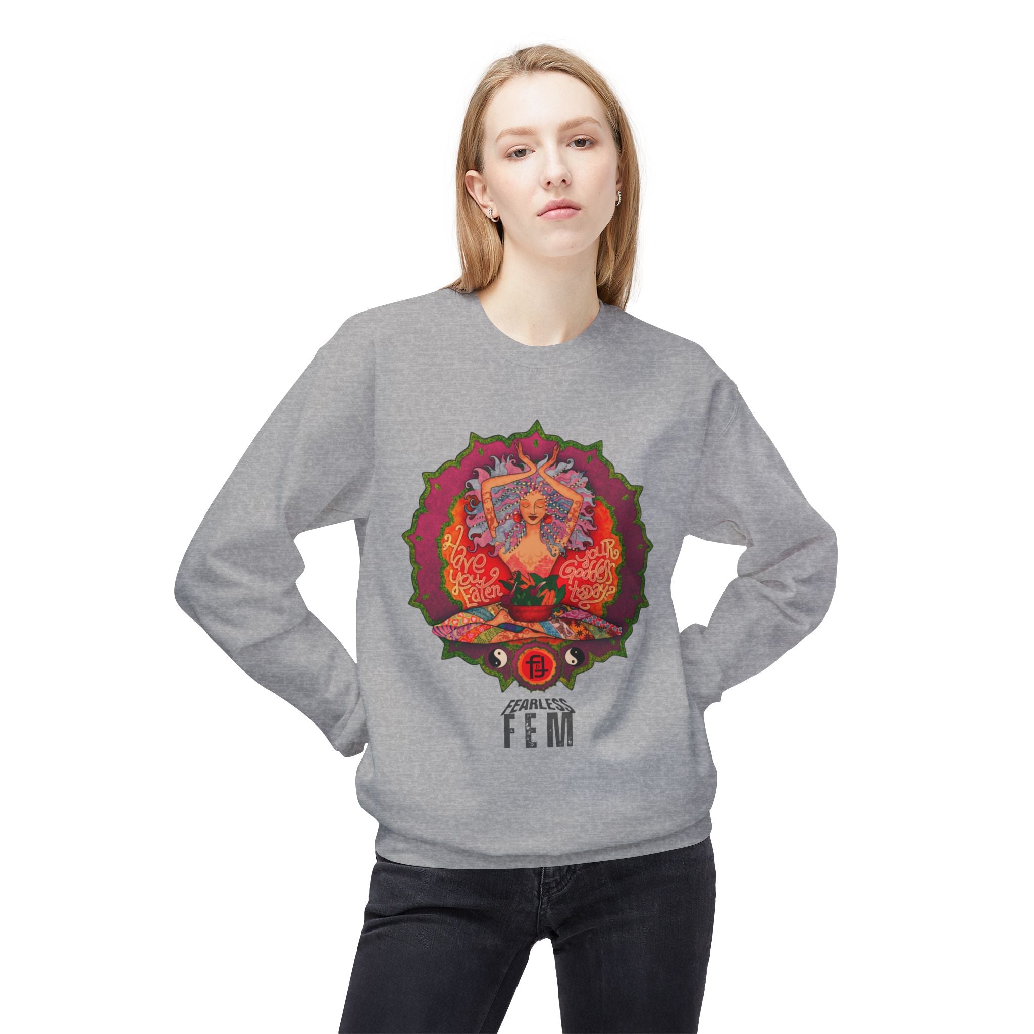 Goddess Sassy Feminist Sweatshirt | LOL Mandala Yoga Crewneck Long-sleeve