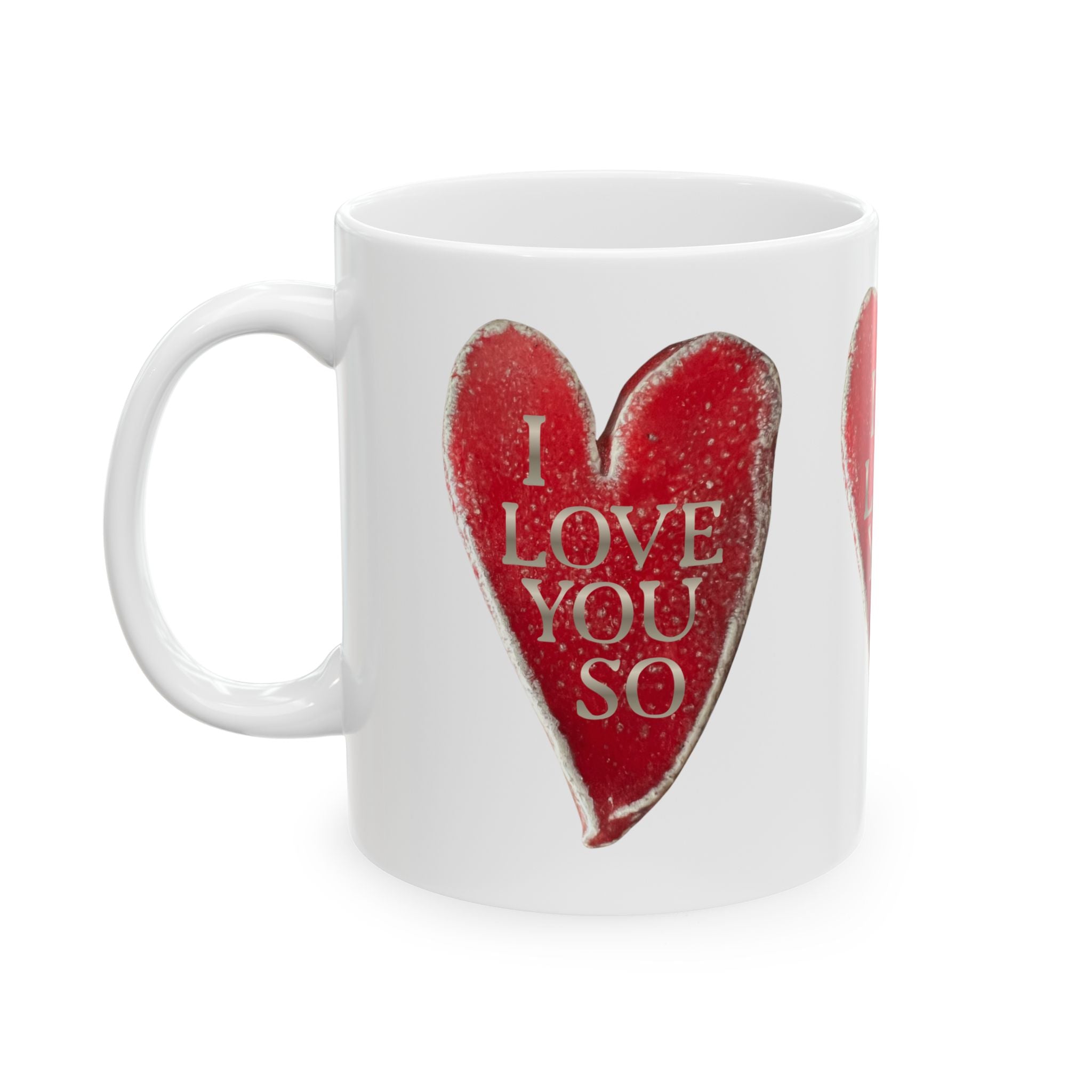 I Love You So Ceramic Coffee Mug - Heart Cup Decor