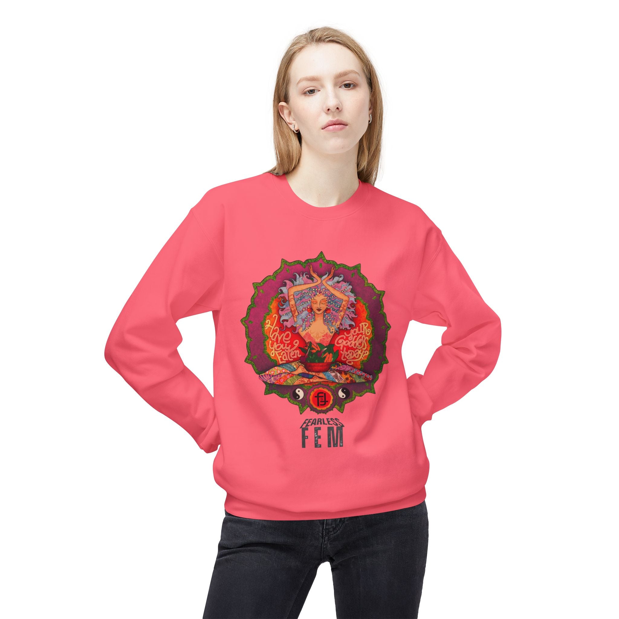 Goddess Sassy Feminist Sweatshirt | LOL Mandala Yoga Crewneck Long-sleeve
