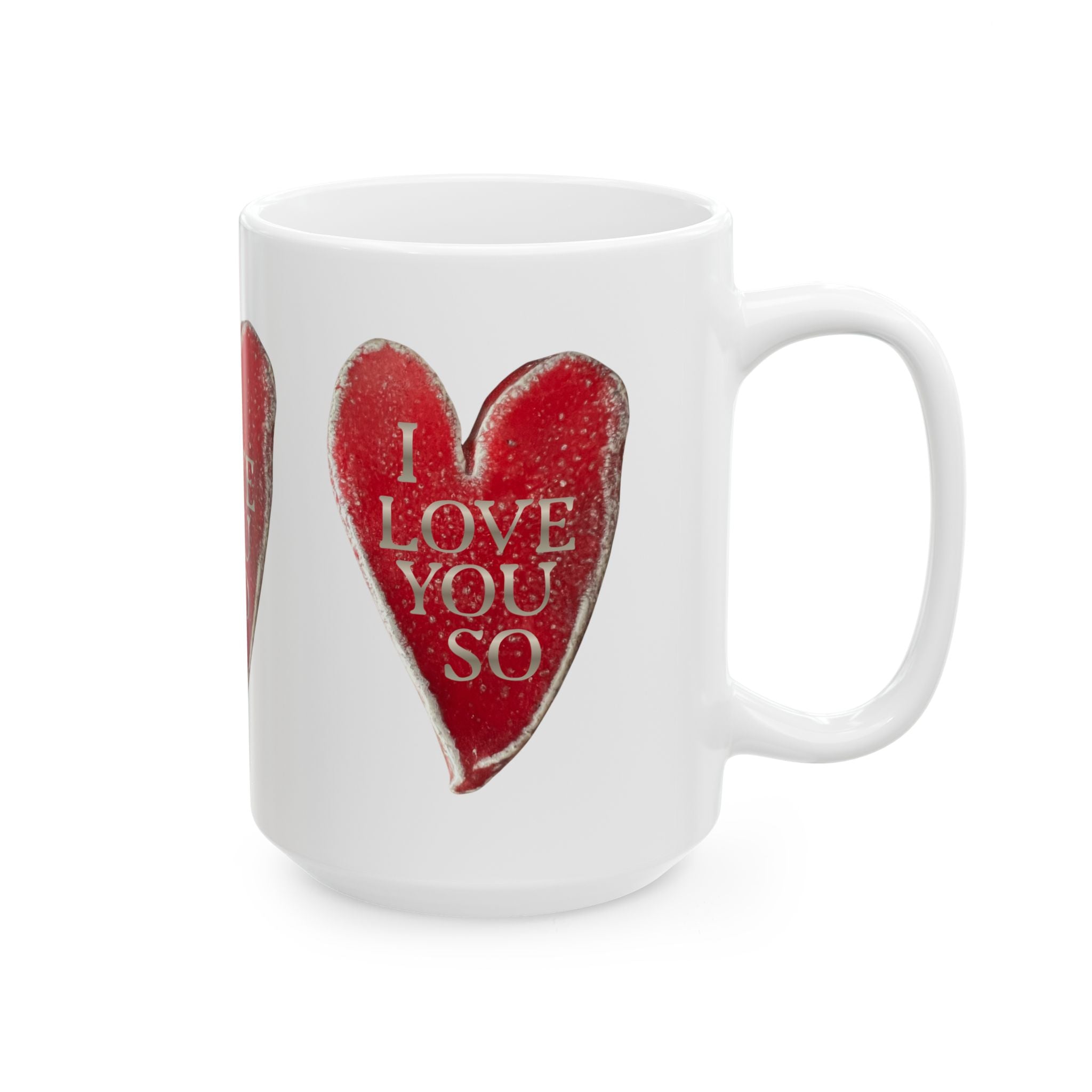 I Love You So Ceramic Coffee Mug - Heart Cup Decor
