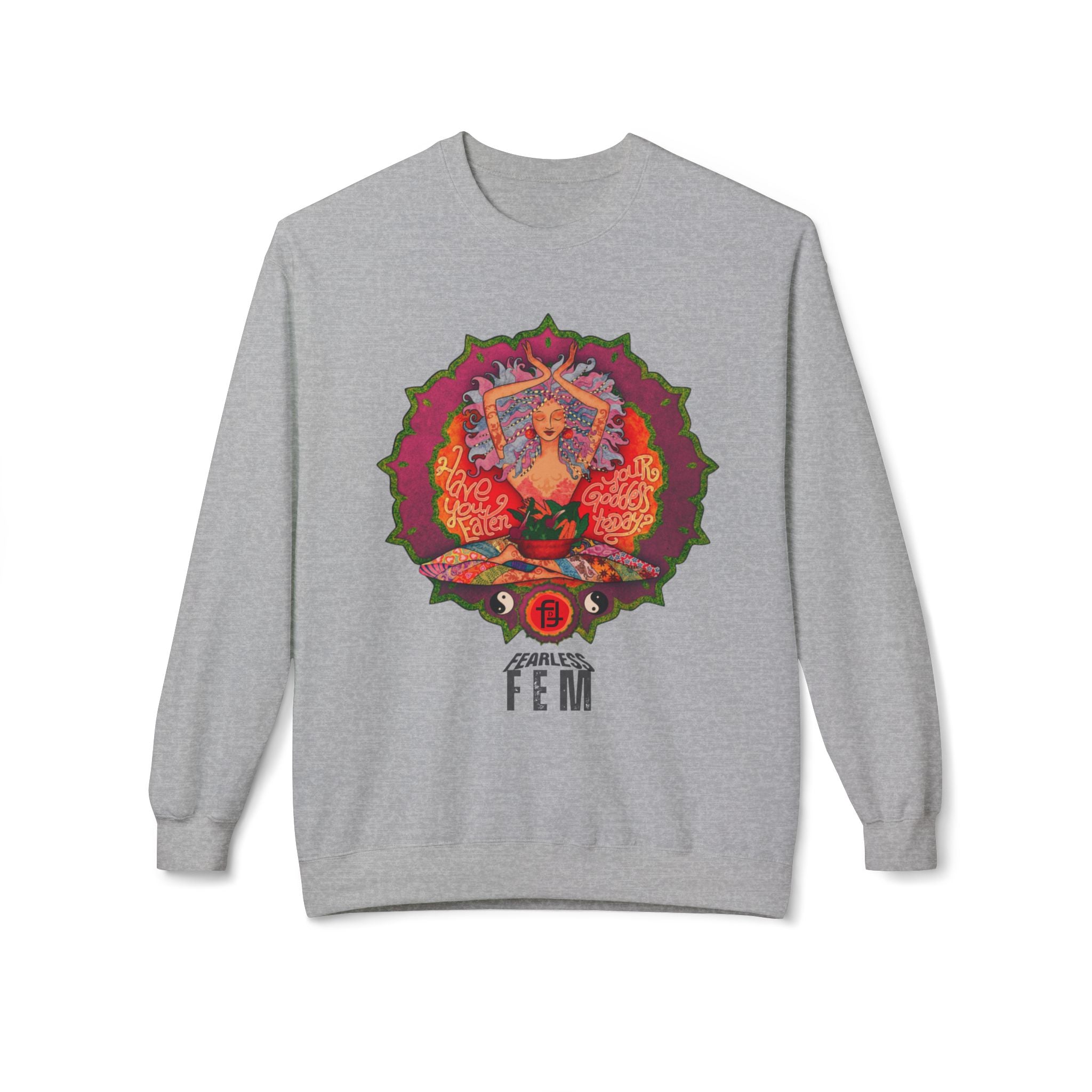 Goddess Sassy Feminist Sweatshirt | LOL Mandala Yoga Crewneck Long-sleeve