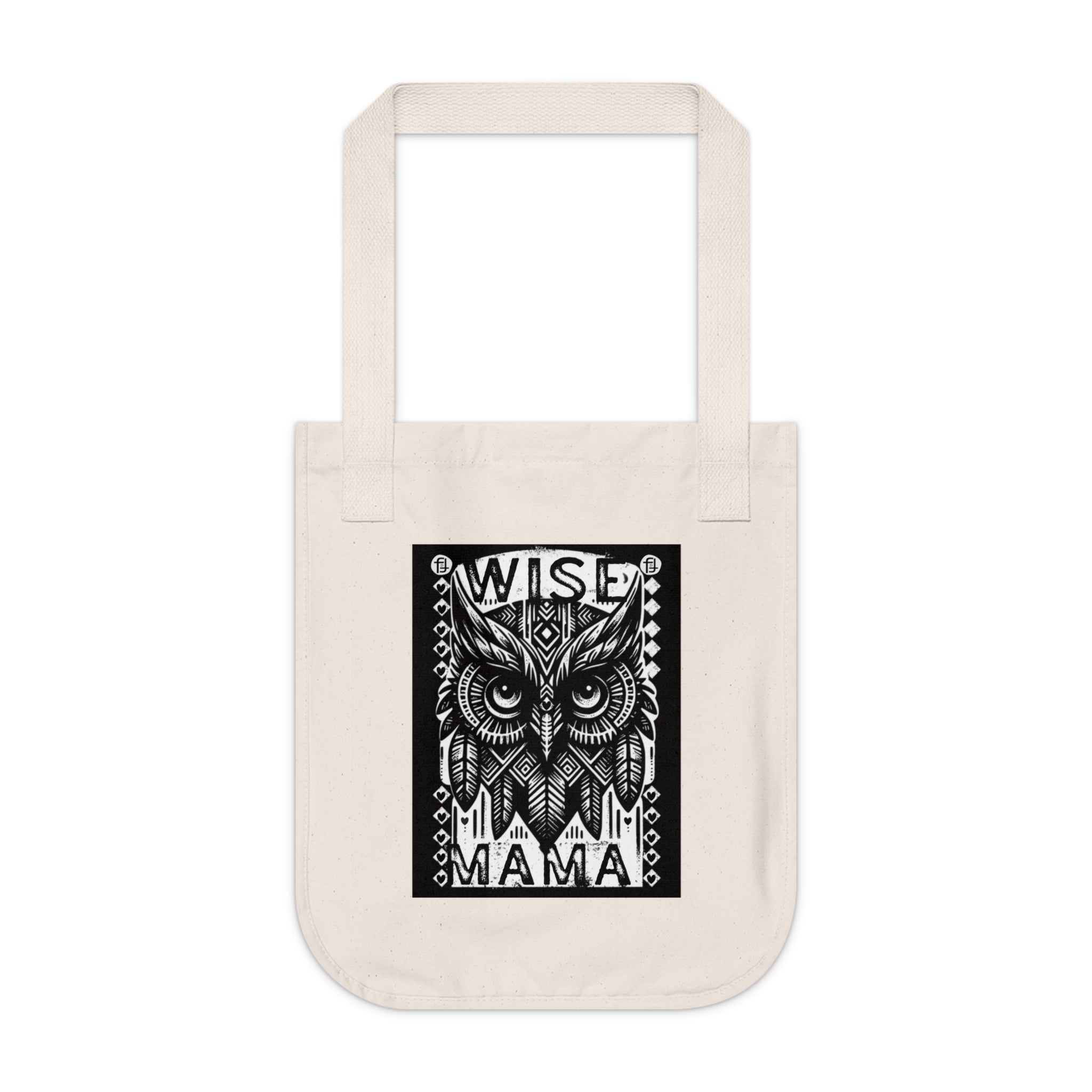 Wise Mama Owl Tote Bag | Woodcut Art Owl Market Bag