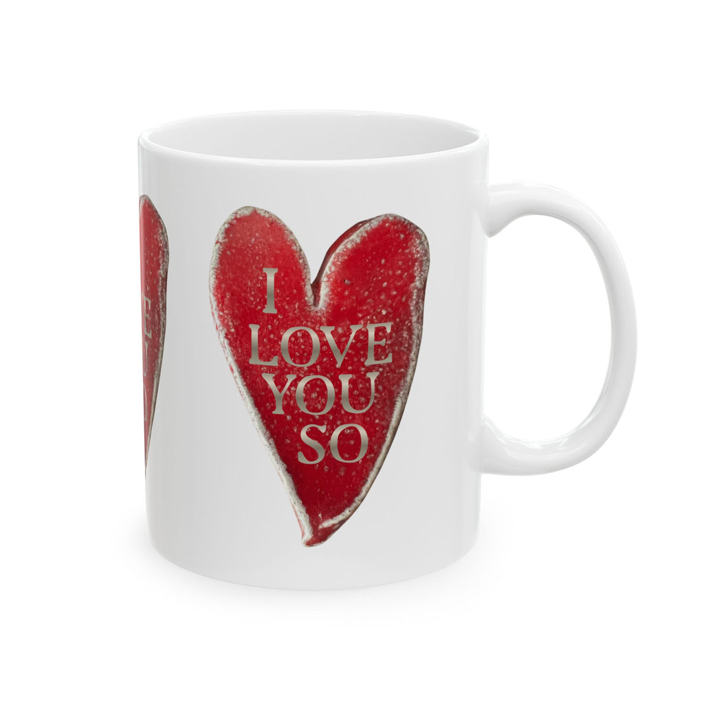 I Love You So Ceramic Coffee Mug - Heart Cup Decor