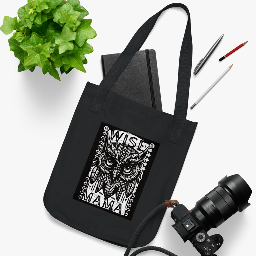 Wise Mama Owl Tote Bag | Woodcut Art Owl Market Bag